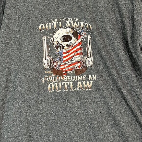 When Guns Are Outlawed I will Become An Outlaw 2nd Amendment T-Shirt Gray Size L - Picture 3 of 6